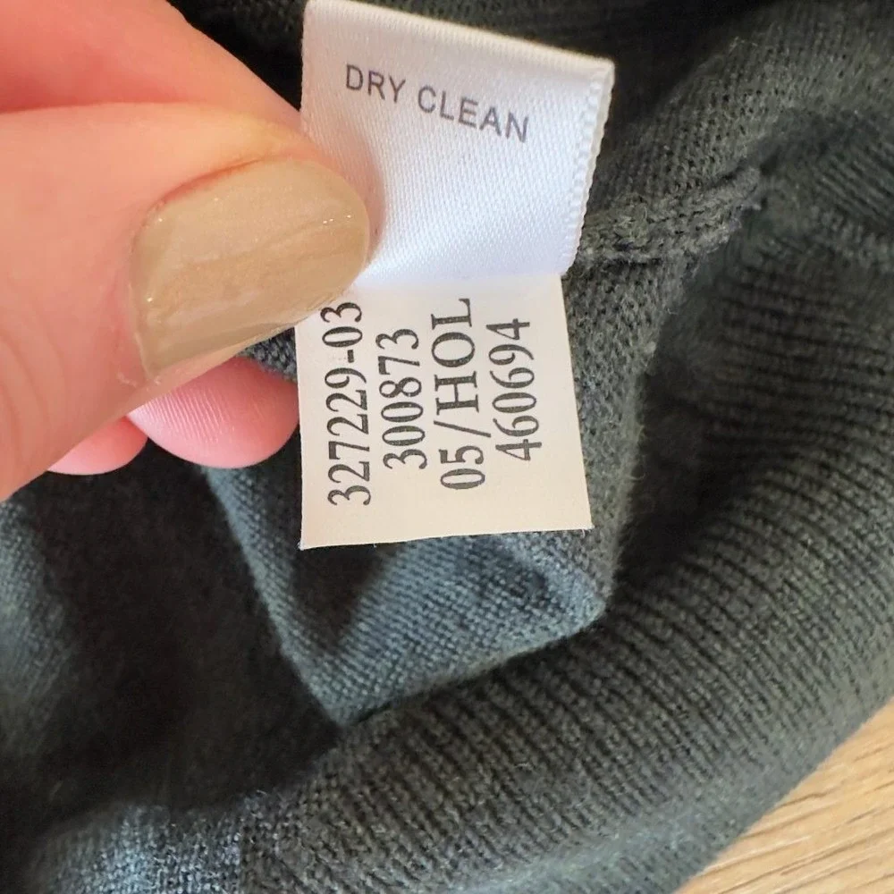 Banana Republic Mens L Extra Fine Italian Merino Wool V-Neck Sweater Gray Green